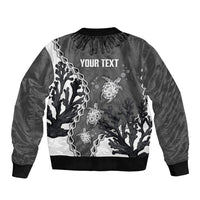 Personalized Black Coral Hawaii Sleeve Zip Bomber Jacket Ekaha Ku Moana Honu Sea Turtle LT14 - Polynesian Pride