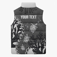 Personalized Black Coral Hawaii Sleeveless Puffer Jacket Ekaha Ku Moana Honu Sea Turtle LT14 - Polynesian Pride