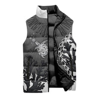Personalized Black Coral Hawaii Sleeveless Puffer Jacket Ekaha Ku Moana Honu Sea Turtle LT14 - Polynesian Pride
