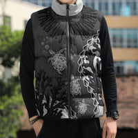 Personalized Black Coral Hawaii Sleeveless Puffer Jacket Ekaha Ku Moana Honu Sea Turtle LT14 - Polynesian Pride