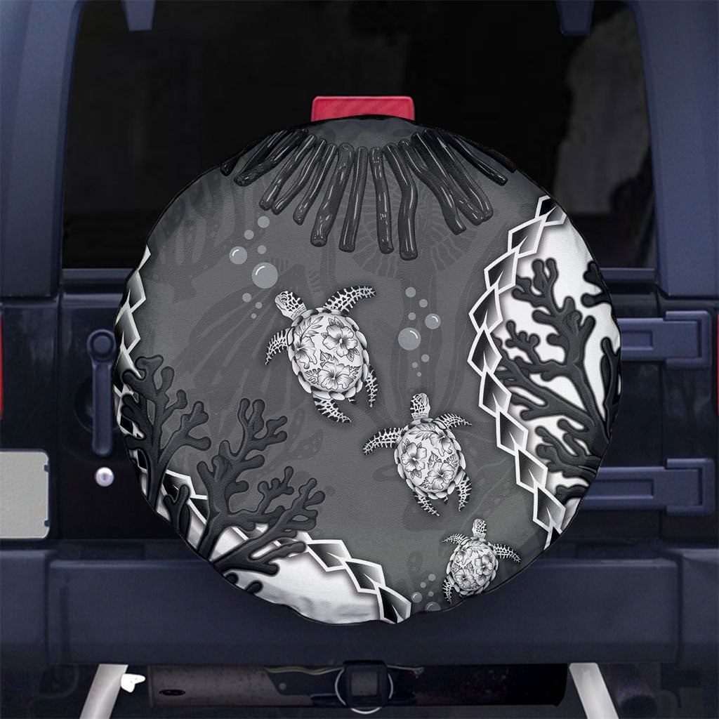 Black Coral Hawaii Spare Tire Cover Ekaha Ku Moana Honu Sea Turtle LT14 No hole Gray - Polynesian Pride