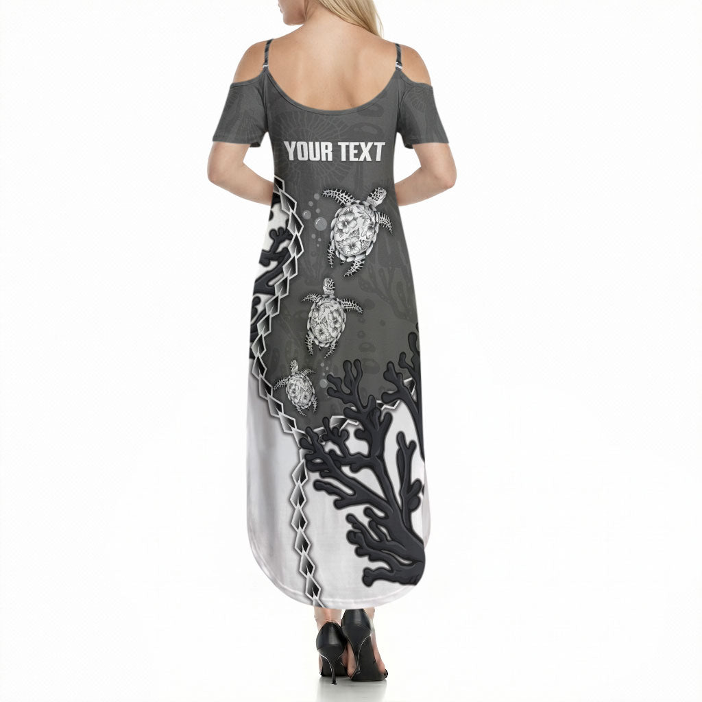 Personalized Black Coral Hawaii Summer Maxi Dress Ekaha Ku Moana Honu Sea Turtle LT14 - Polynesian Pride