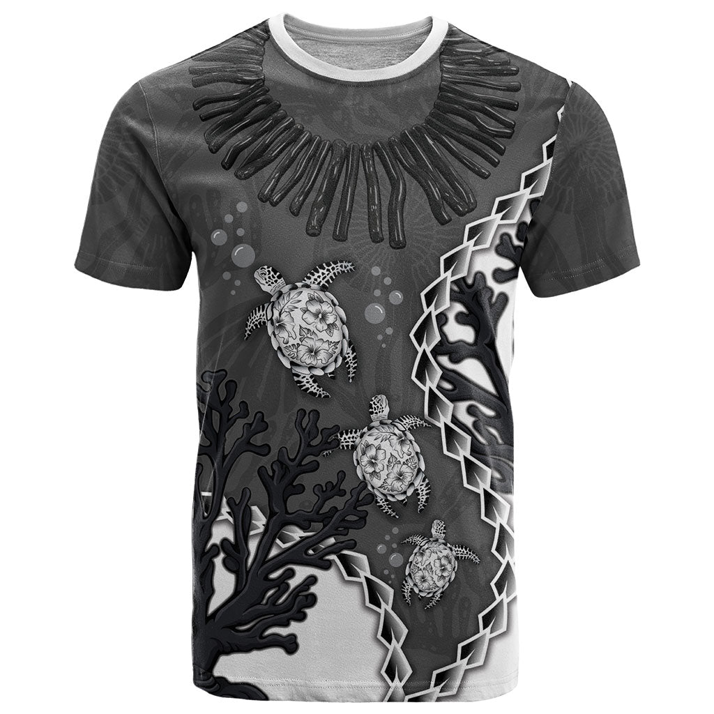 Personalized Black Coral Hawaii T Shirt Ekaha Ku Moana Honu Sea Turtle LT14 Gray - Polynesian Pride