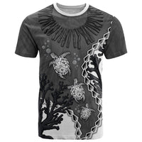 Personalized Black Coral Hawaii T Shirt Ekaha Ku Moana Honu Sea Turtle LT14 Gray - Polynesian Pride