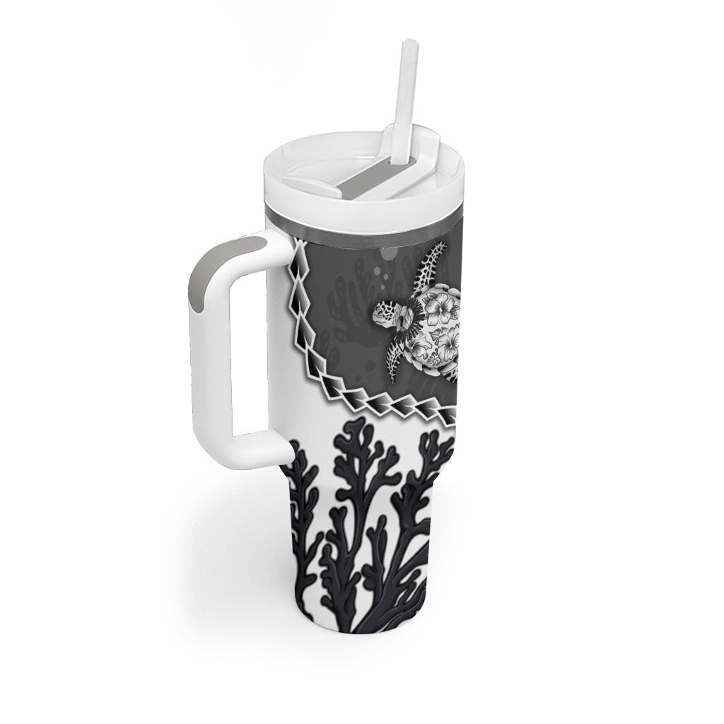 Personalized Black Coral Hawaii Tumbler With Handle Ekaha Ku Moana Honu Sea Turtle LT14 - Polynesian Pride