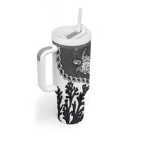 Personalized Black Coral Hawaii Tumbler With Handle Ekaha Ku Moana Honu Sea Turtle LT14 - Polynesian Pride