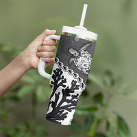 Personalized Black Coral Hawaii Tumbler With Handle Ekaha Ku Moana Honu Sea Turtle LT14 - Polynesian Pride