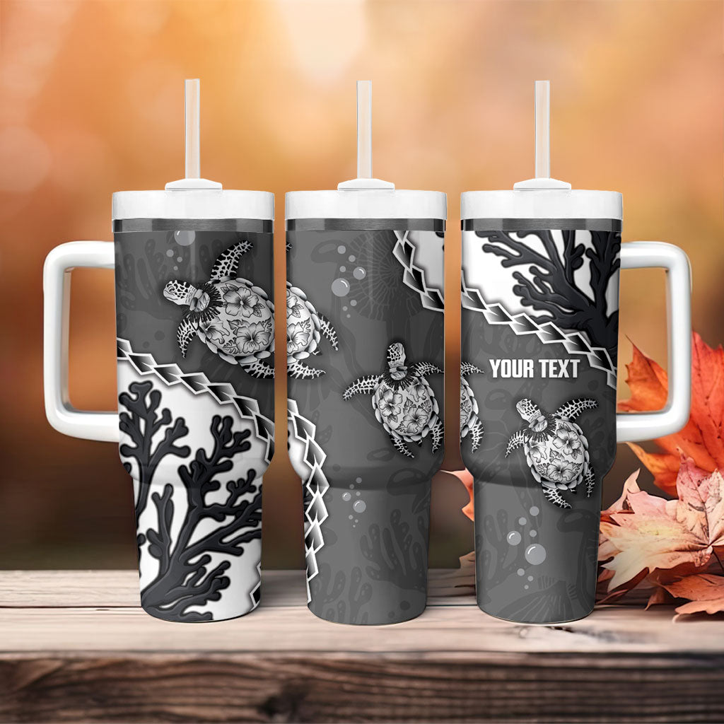 Personalized Black Coral Hawaii Tumbler With Handle Ekaha Ku Moana Honu Sea Turtle LT14 - Polynesian Pride