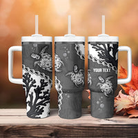 Personalized Black Coral Hawaii Tumbler With Handle Ekaha Ku Moana Honu Sea Turtle LT14 - Polynesian Pride