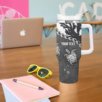 Personalized Black Coral Hawaii Tumbler With Handle Ekaha Ku Moana Honu Sea Turtle LT14 - Polynesian Pride