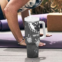 Personalized Black Coral Hawaii Tumbler With Handle Ekaha Ku Moana Honu Sea Turtle LT14 - Polynesian Pride