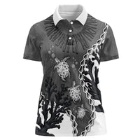 Personalized Black Coral Hawaii Women Polo Shirt Ekaha Ku Moana Honu Sea Turtle LT14 Female Gray - Polynesian Pride
