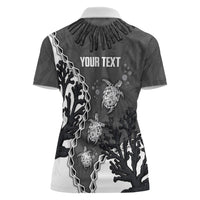 Personalized Black Coral Hawaii Women Polo Shirt Ekaha Ku Moana Honu Sea Turtle LT14 - Polynesian Pride