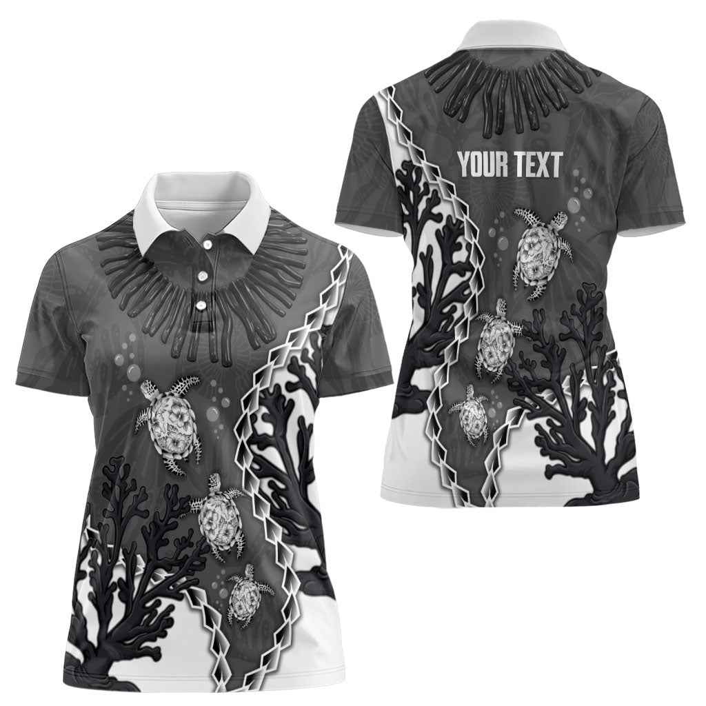 Personalized Black Coral Hawaii Women Polo Shirt Ekaha Ku Moana Honu Sea Turtle LT14 - Polynesian Pride