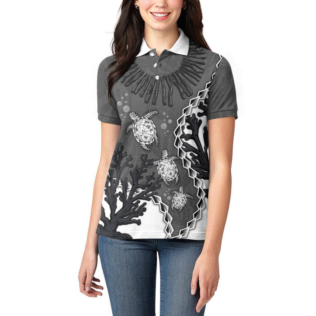 Personalized Black Coral Hawaii Women Polo Shirt Ekaha Ku Moana Honu Sea Turtle LT14 - Polynesian Pride