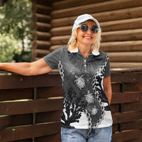 Personalized Black Coral Hawaii Women Polo Shirt Ekaha Ku Moana Honu Sea Turtle LT14 - Polynesian Pride
