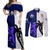 Fiji And Scotland Rugby Couples Matching Off Shoulder Maxi Dress and Long Sleeve Button Shirts Fijian Tapa Pattern With Thistle LT14 Blue - Polynesian Pride