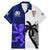 Fiji And Scotland Rugby Family Matching Mermaid Dress and Hawaiian Shirt Fijian Tapa Pattern With Thistle LT14 Dad's Shirt - Short Sleeve Blue - Polynesian Pride