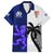 Fiji And Scotland Rugby Family Matching Off Shoulder Long Sleeve Dress and Hawaiian Shirt Fijian Tapa Pattern With Thistle LT14 Dad's Shirt - Short Sleeve Blue - Polynesian Pride