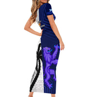 Fiji And Scotland Rugby Short Sleeve Bodycon Dress Fijian Tapa Pattern With Thistle LT14 - Polynesian Pride