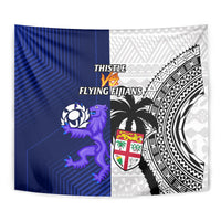 Fiji And Scotland Rugby Tapestry Fijian Tapa Pattern With Thistle LT14 - Polynesian Pride