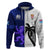 Custom Fiji And Scotland Rugby Hoodie Fijian Tapa Pattern With Thistle LT14 Zip Hoodie Blue - Polynesian Pride