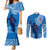 Custom Samoa Rugby Couples Matching Mermaid Dress and Long Sleeve Button Shirts Pacific 2023 Go Toa Samoa LT14 Blue - Polynesian Pride