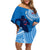 Custom Samoa Rugby Off Shoulder Short Dress Pacific 2023 Go Toa Samoa LT14 Women Blue - Polynesian Pride