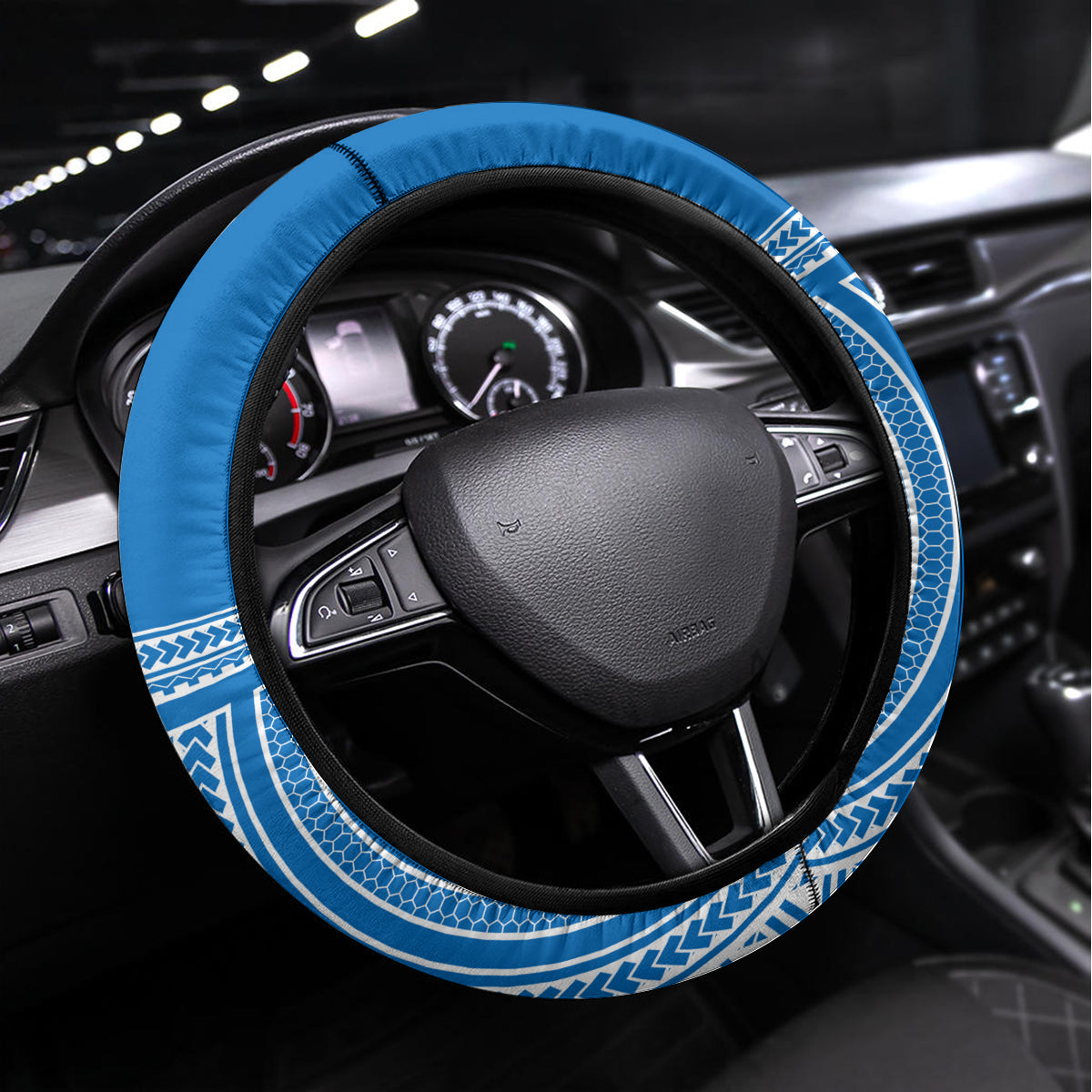Samoa Rugby Steering Wheel Cover Pacific 2023 Go Toa Samoa LT14 Universal Fit Blue - Polynesian Pride