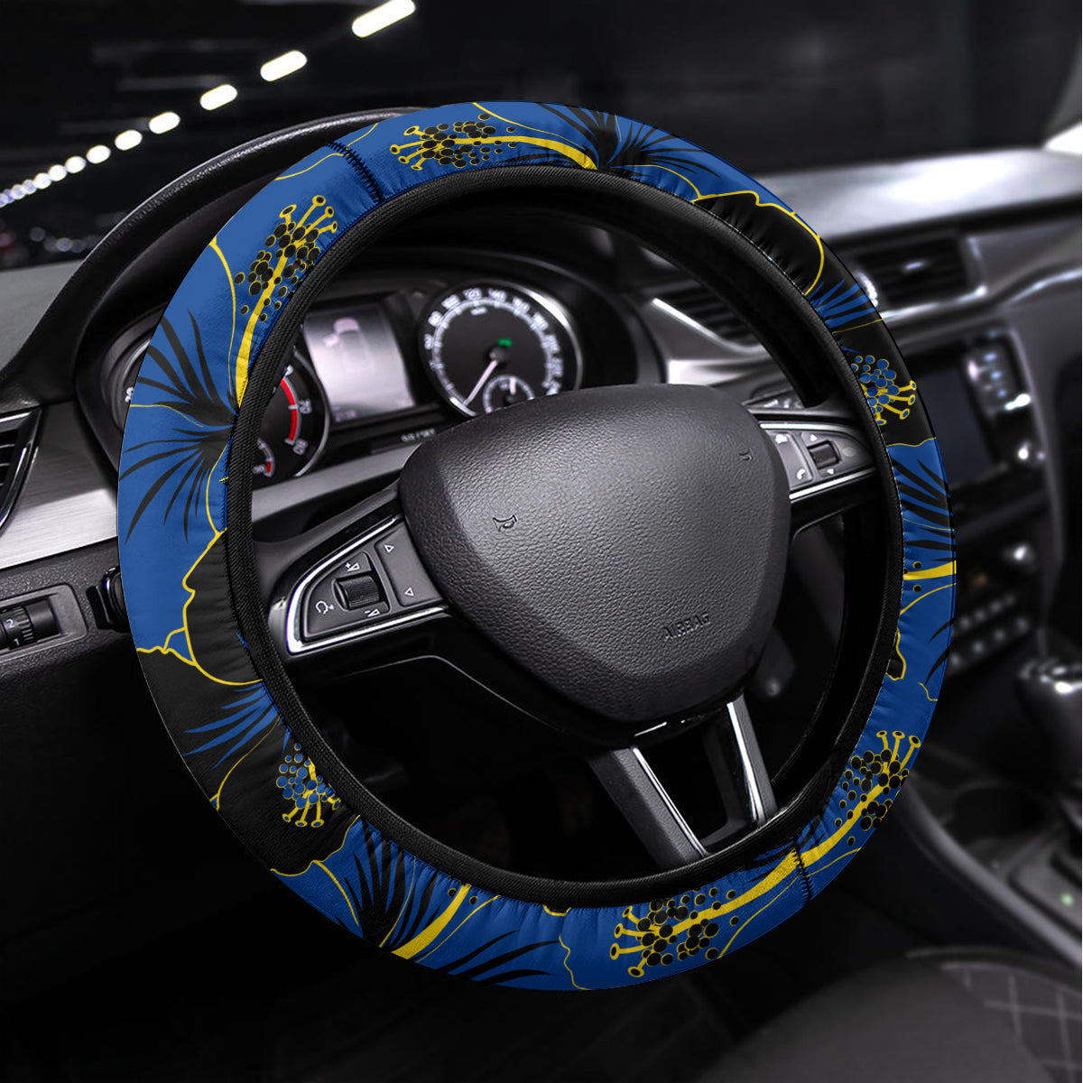 Hawaii Kaiser High School Steering Wheel Cover Kakau Mix Hibiscus Happy 52nd Anniversary