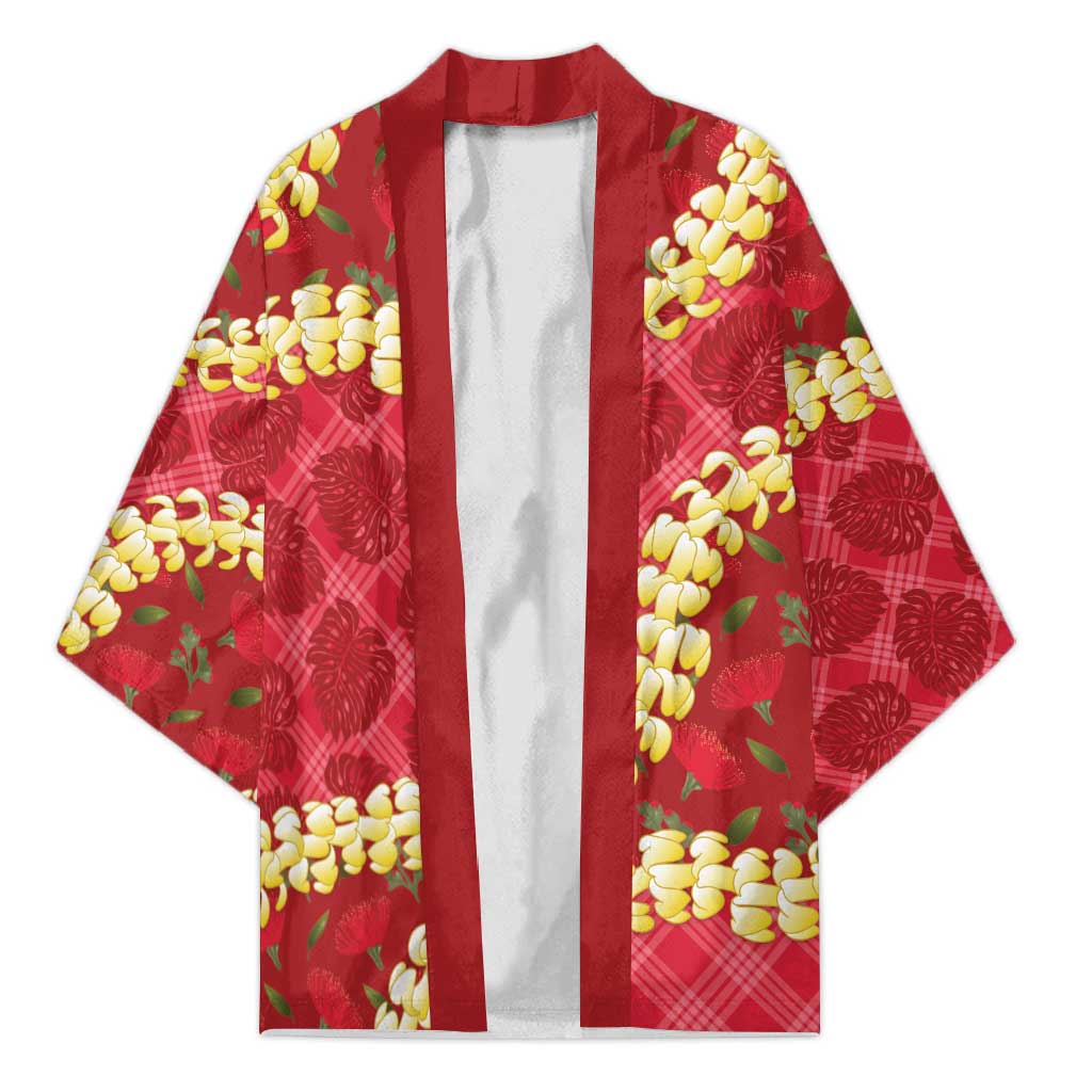 Red Palaka Hawaii Mele Kalikimaka Kimono Ohia Lehua Monstera Puakenikeni Lei LT14 Unisex Red - Polynesian Pride