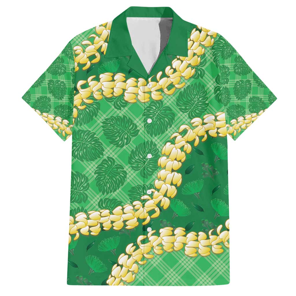 Green Palaka Hawaii Mele Kalikimaka Hawaiian Shirt Ohia Lehua Monstera Puakenikeni Lei LT14 Green - Polynesian Pride