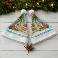 Hawaii Christmas Mele Kalikimaka Christmas Santa Hat Festive Palm Chilling Santa With Surfboard LT14 - Polynesian Pride