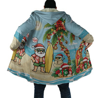 Hawaii Christmas Mele Kalikimaka Cloak Festive Palm Chilling Santa With Surfboard LT14 - Polynesian Pride