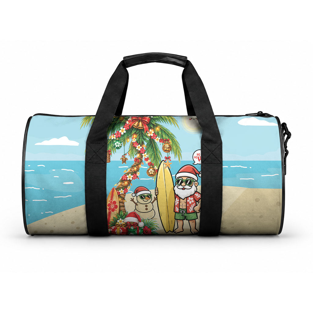 Hawaii Christmas Mele Kalikimaka Duffle Bag Festive Palm Chilling Santa With Surfboard LT14 One size Blue - Polynesian Pride