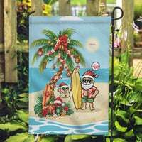 Hawaii Christmas Mele Kalikimaka Garden Flag Festive Palm Chilling Santa With Surfboard LT14 Garden Flag Blue - Polynesian Pride