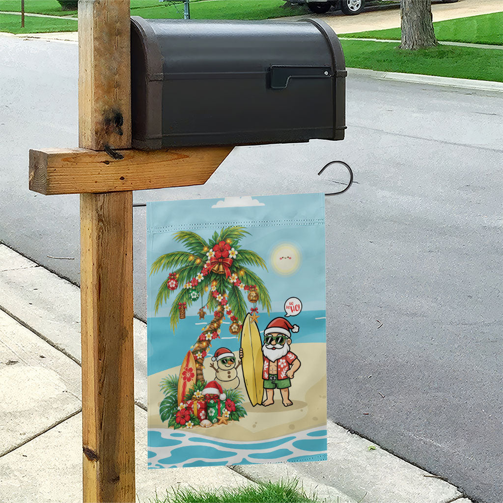 Hawaii Christmas Mele Kalikimaka Garden Flag Festive Palm Chilling Santa With Surfboard LT14 - Polynesian Pride