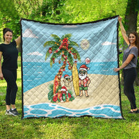 Hawaii Christmas Mele Kalikimaka Quilt Festive Palm Chilling Santa With Surfboard LT14 - Polynesian Pride