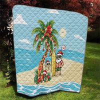 Hawaii Christmas Mele Kalikimaka Quilt Festive Palm Chilling Santa With Surfboard LT14 - Polynesian Pride