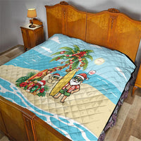 Hawaii Christmas Mele Kalikimaka Quilt Festive Palm Chilling Santa With Surfboard LT14 - Polynesian Pride