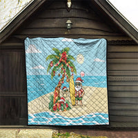 Hawaii Christmas Mele Kalikimaka Quilt Festive Palm Chilling Santa With Surfboard LT14 - Polynesian Pride