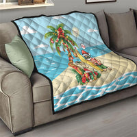 Hawaii Christmas Mele Kalikimaka Quilt Festive Palm Chilling Santa With Surfboard LT14 - Polynesian Pride
