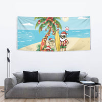 Hawaii Christmas Mele Kalikimaka Tapestry Festive Palm Chilling Santa With Surfboard LT14 - Polynesian Pride