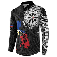 Philippines Strong Button Sweatshirt Filipino Map Polynesian Tattoo LT14 - Polynesian Pride