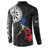 Philippines Strong Button Sweatshirt Filipino Map Polynesian Tattoo LT14 - Polynesian Pride