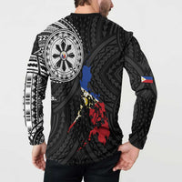 Philippines Strong Button Sweatshirt Filipino Map Polynesian Tattoo LT14 - Polynesian Pride