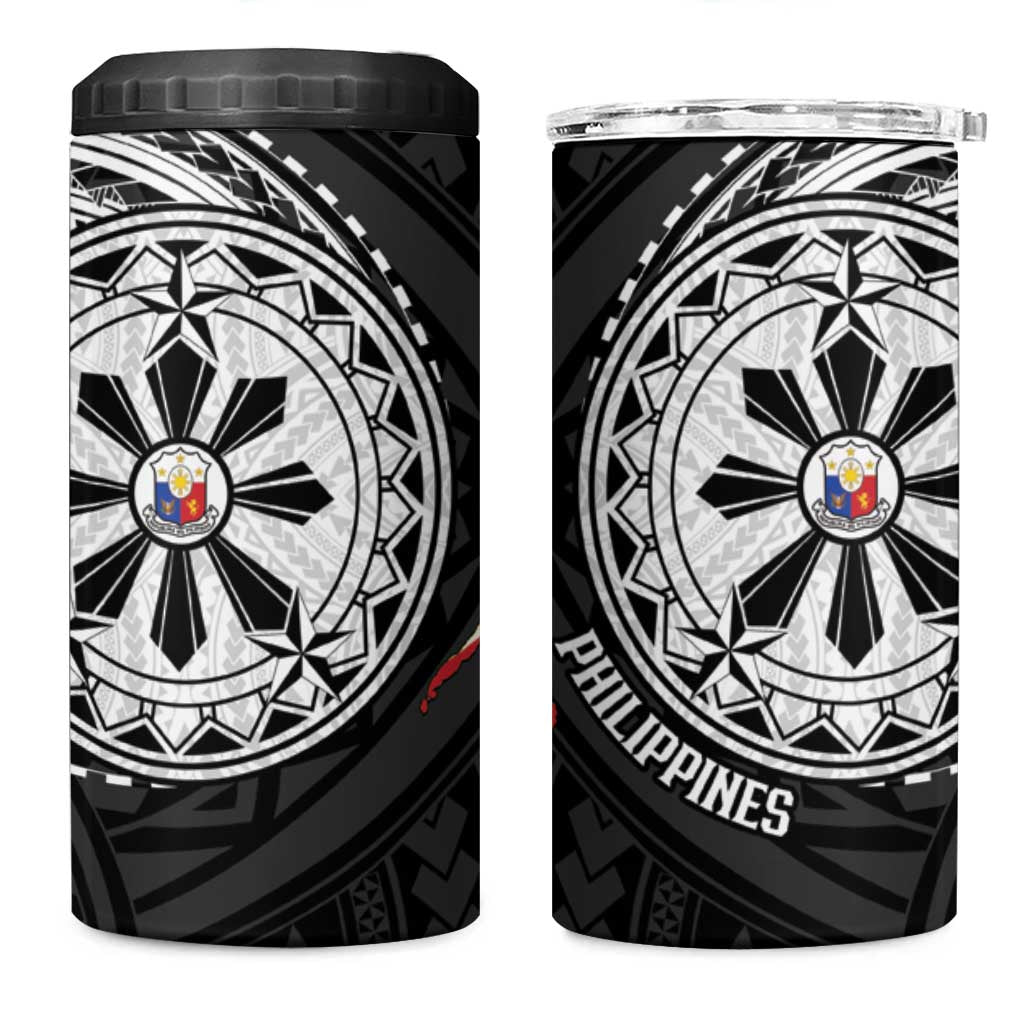 Philippines Strong 4 in 1 Can Cooler Tumbler Filipino Map Polynesian Tattoo LT14 One Size: 16 oz Black - Polynesian Pride