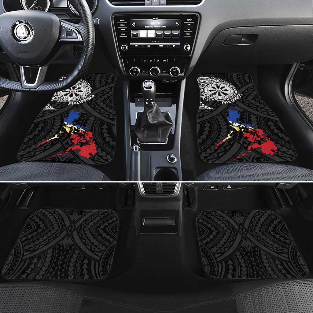 Philippines Strong Car Mats Filipino Map Polynesian Tattoo LT14 Set 4pcs Black - Polynesian Pride