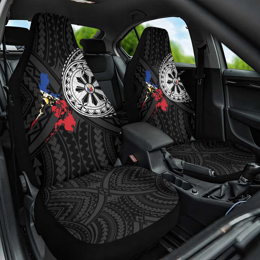 Philippines Strong Car Seat Cover Filipino Map Polynesian Tattoo LT14 One Size Black - Polynesian Pride