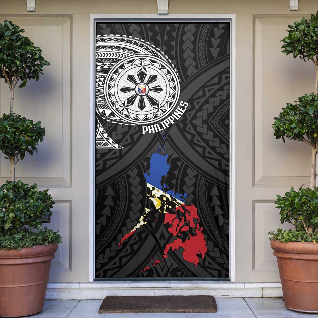 Philippines Strong Door Cover Filipino Map Polynesian Tattoo LT14 Black - Polynesian Pride